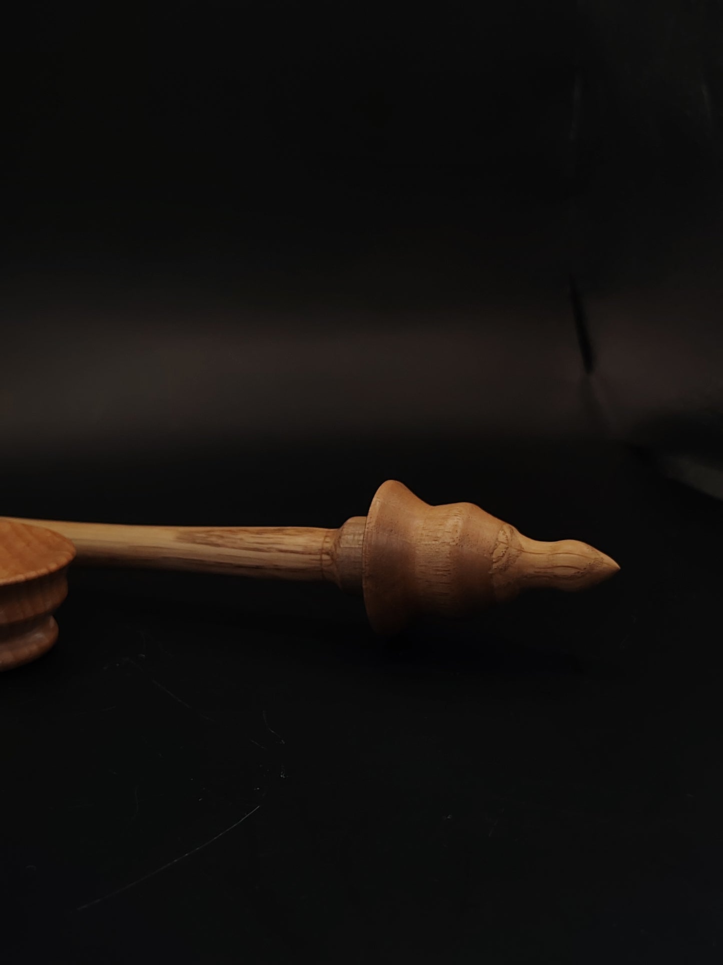 Support Spindle for Yarn Spinning – Chestnut & Grey Walnut, 23.5 cm (9.3″), 16 g Bowl Set