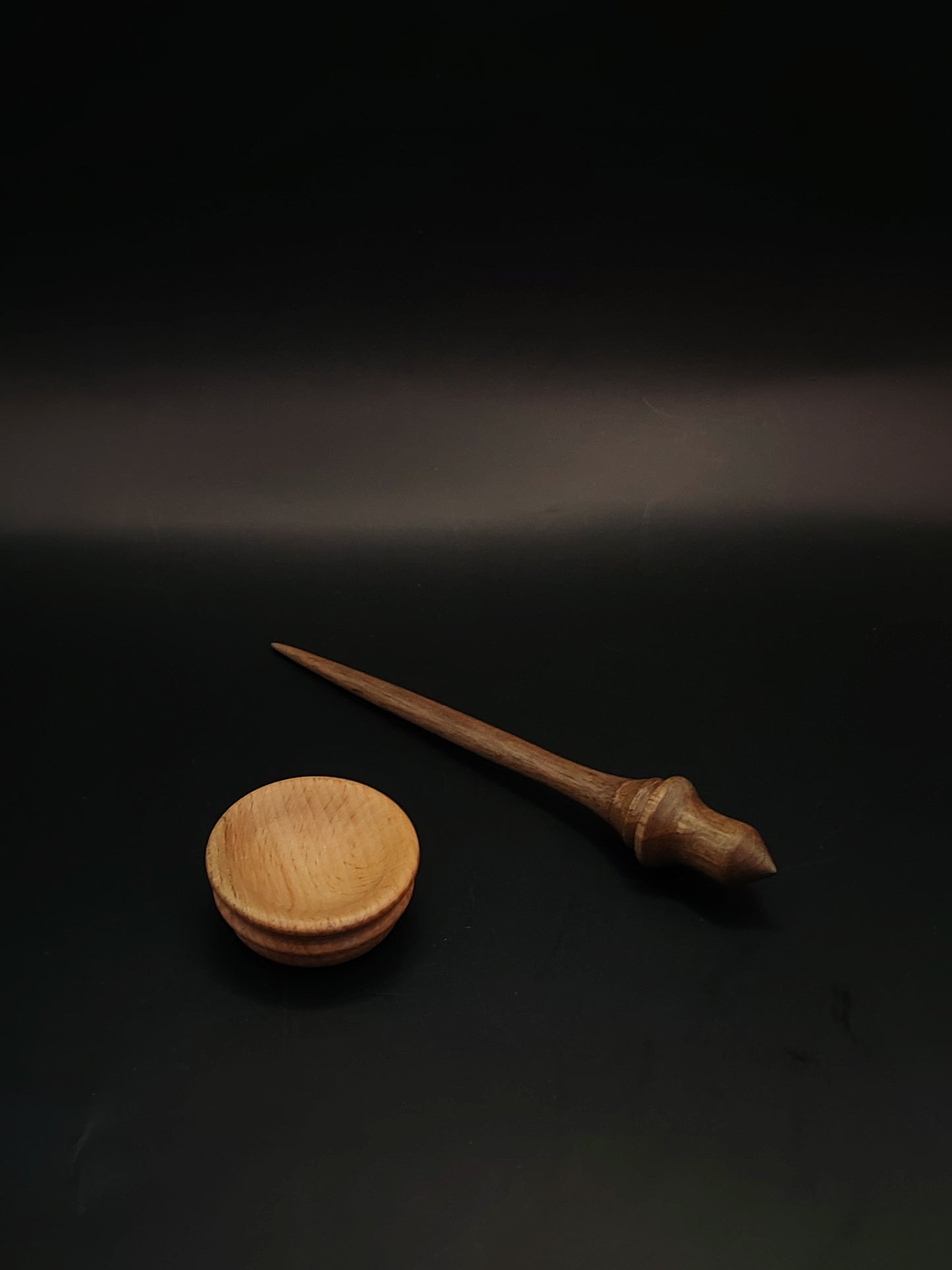 Mini Support Spindle for Yarn Spinning – Walnut, 14.5 cm (5.7″), 6 g Bowl