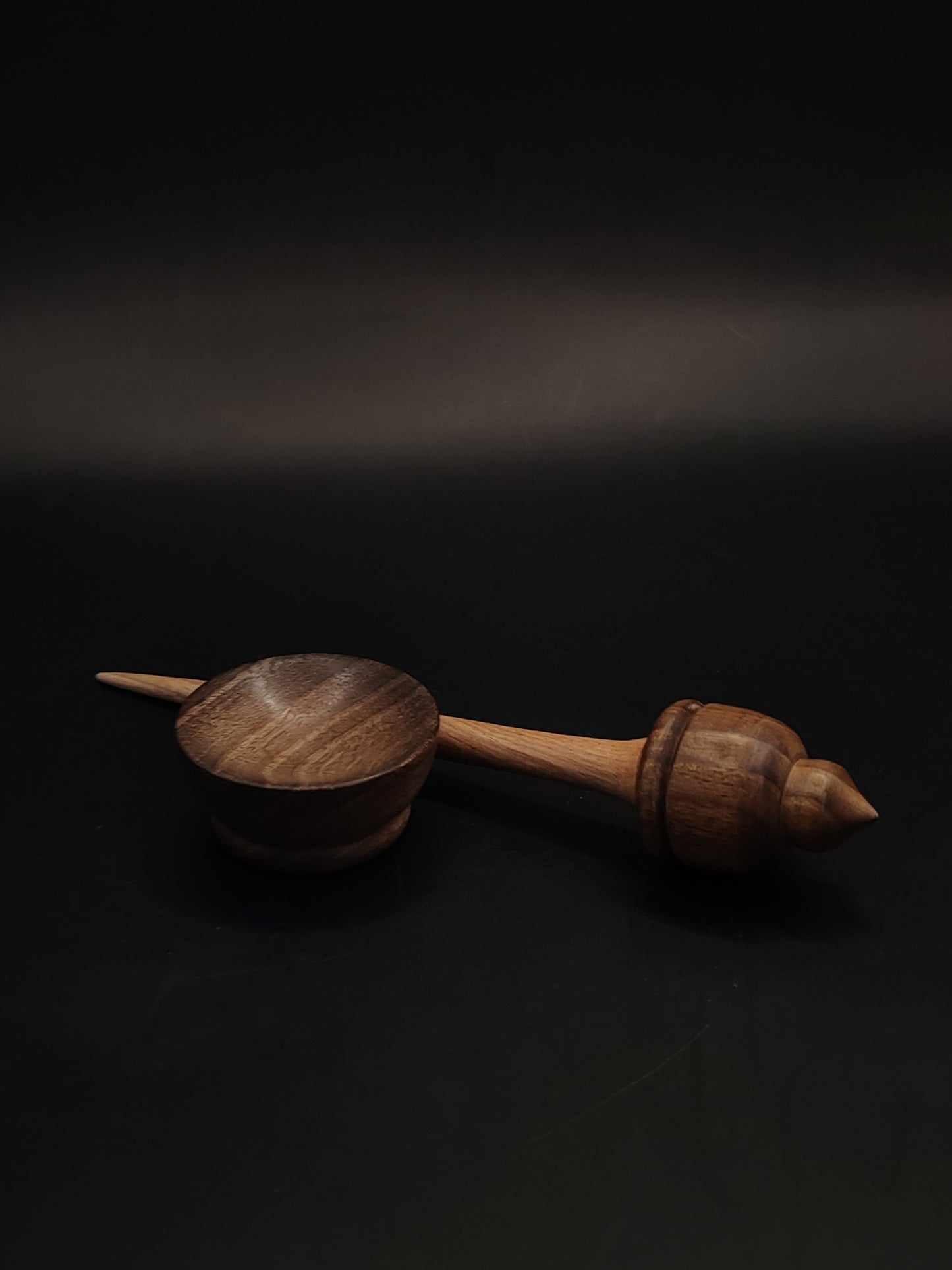 Mini Support Spindle for Yarn Spinning – Walnut & Chestnut, 15.5 cm (6.1″), 11 g Bowl