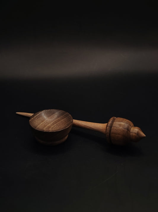 Mini Support Spindle for Yarn Spinning – Walnut & Chestnut, 15.5 cm (6.1″), 11 g Bowl