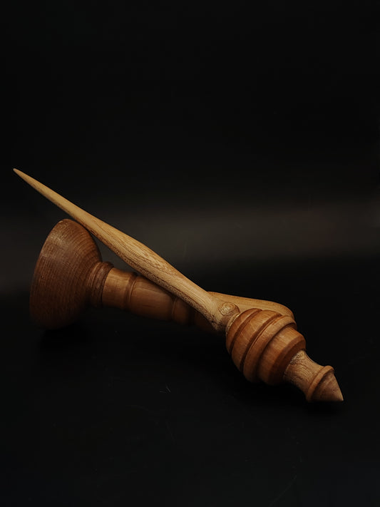 Support Spindle for Yarn Spinning – Chestnut & Pear, 24 cm (9.4″), 29 g Lap Bowl