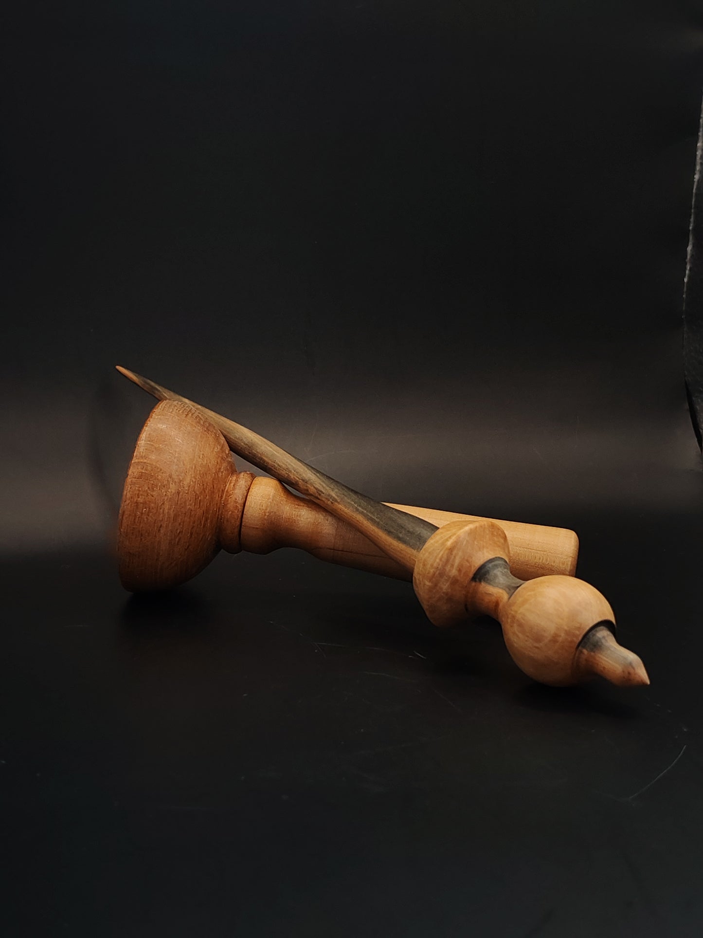 Support Spindle for Yarn Spinning – Walnut & Apple, 24 cm (9.4″), 23 g Lap Bowl