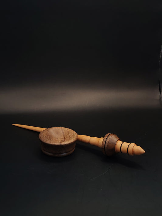 Support Spindle for Yarn Spinning – Pear & Walnut, 24 cm (9.4″), 18 g Bowl