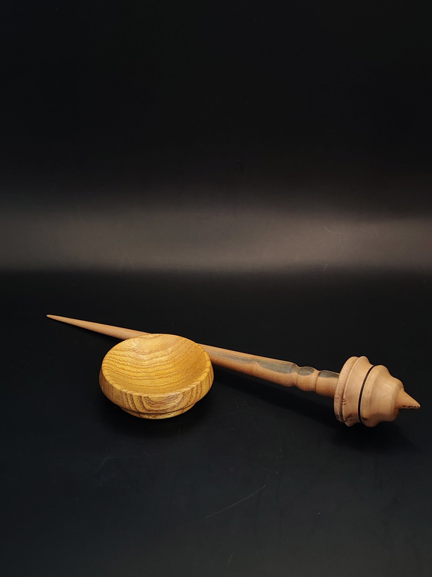 Support Spindle for Yarn Spinning – Walnut & Grey Walnut, 24 cm (9.4″), 20 g Bowl