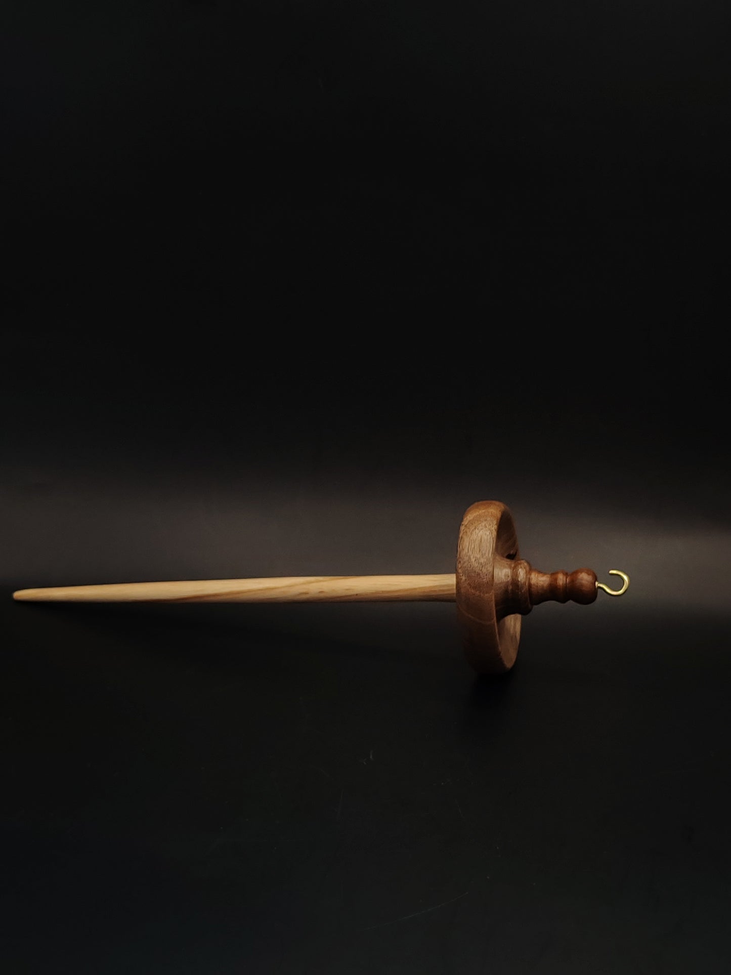 Drop Spindle Yarn Spinning Tool 35g Wooden Spindle Chestnut Shaft Walnut Whorl