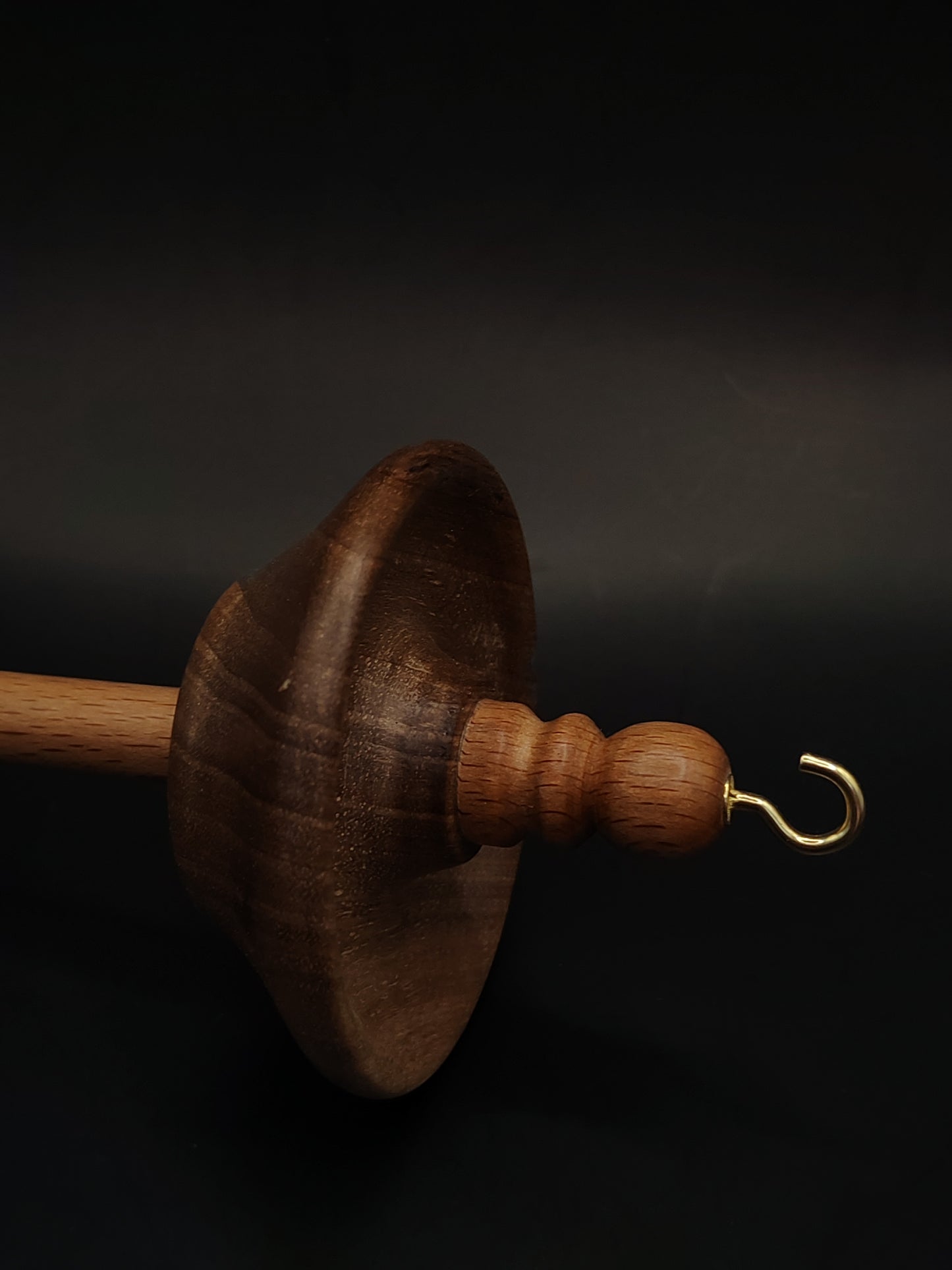 Drop Spindle Yarn Spinning Tool 41g Wooden Spindle Beech Shaft Walnut Whorl