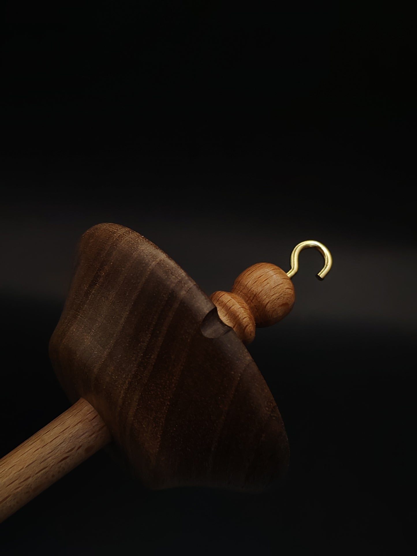 Drop Spindle Yarn Spinning Tool 41g Wooden Spindle Beech Shaft Walnut Whorl
