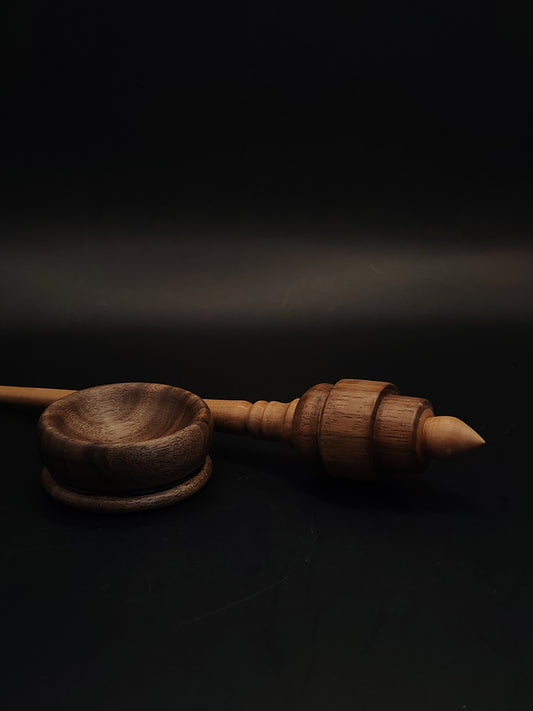 Support Spindle Set 26g Yarn Spinning Tool Pear Shaft Walnut Whorl Wooden Bowl