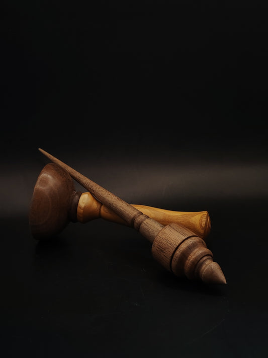 Support Spindle Set 24g Walnut Spindle Yarn Spinning Tool with Wooden Support Bowl