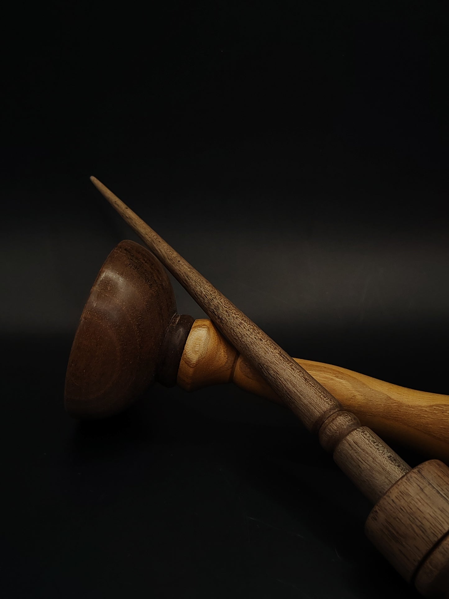 Support Spindle Set 24g Walnut Spindle Yarn Spinning Tool with Wooden Support Bowl