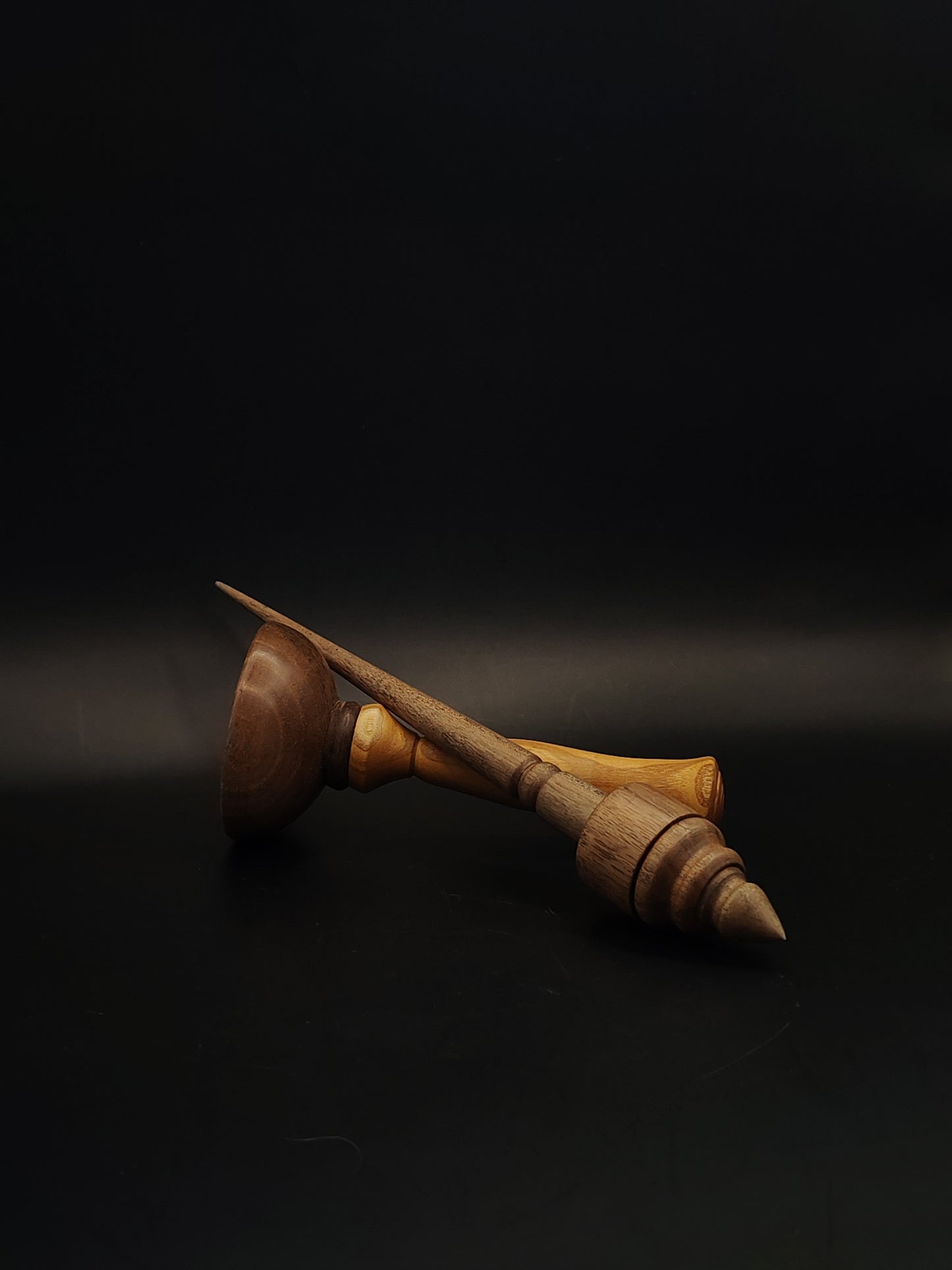 Support Spindle Set 24g Walnut Spindle Yarn Spinning Tool with Wooden Support Bowl