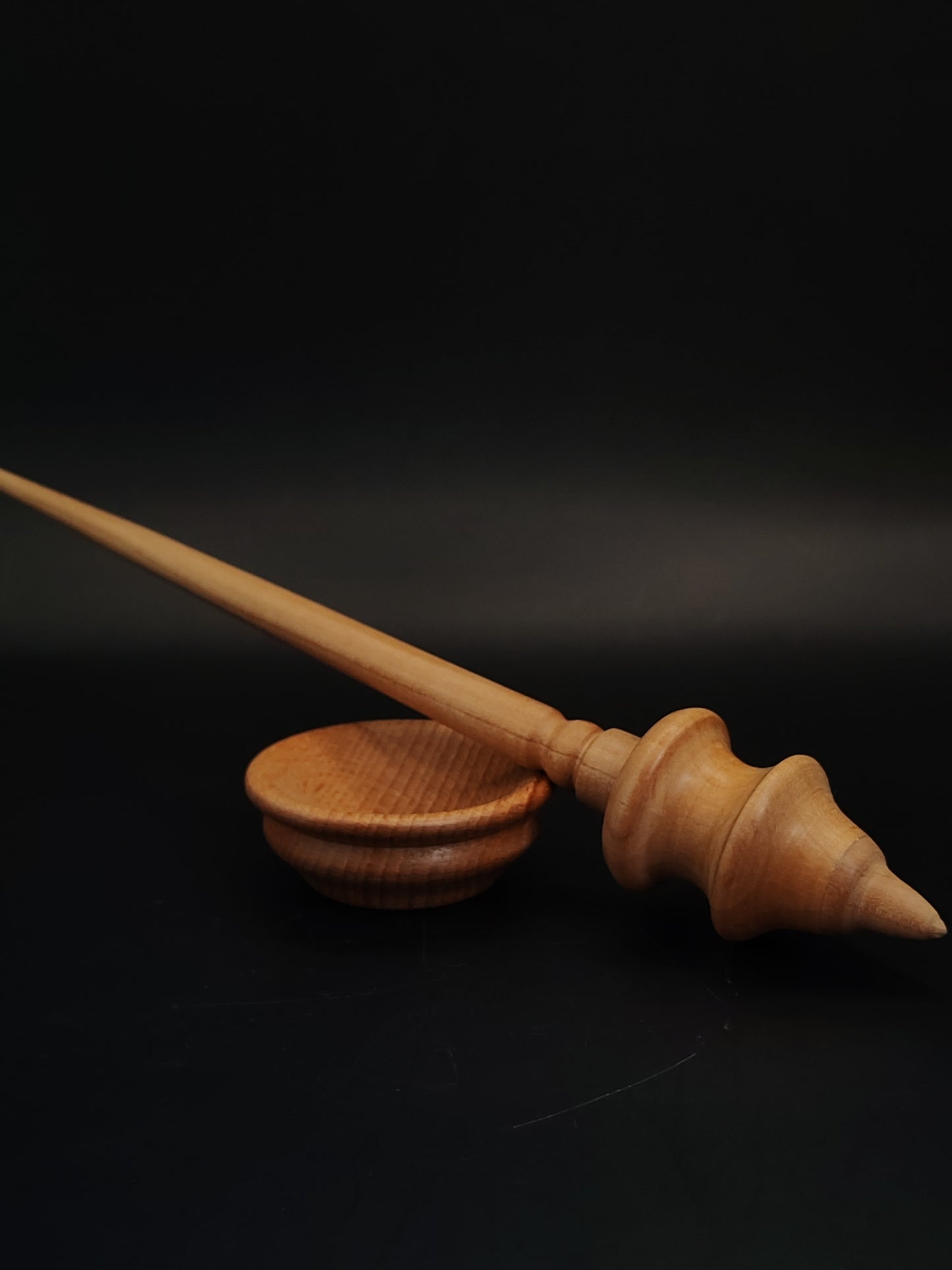 Support Spindle Set 24g Yarn Spinning Tool Chestnut Wood Spindle with Beech Bowl