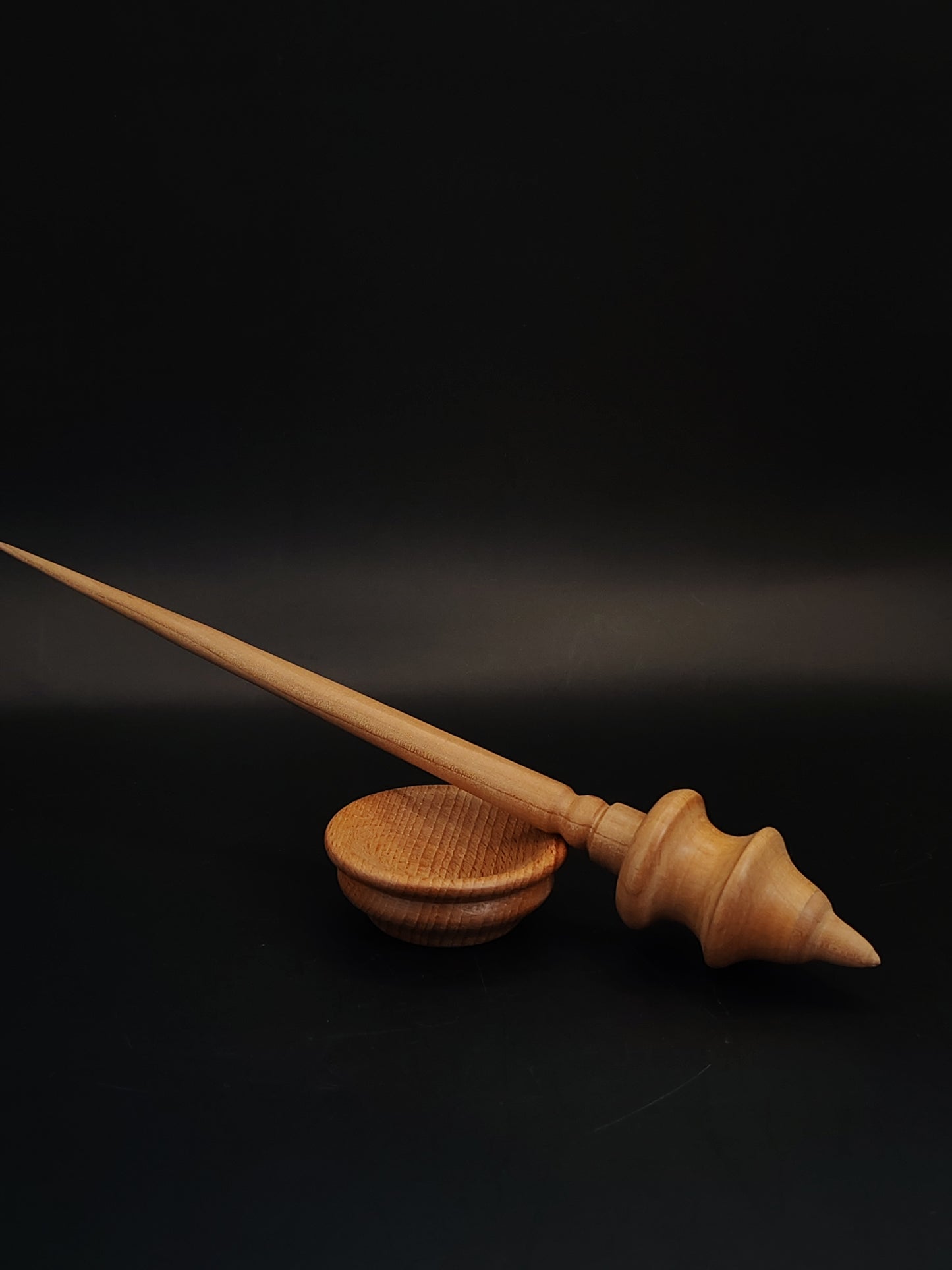 Support Spindle Set 24g Yarn Spinning Tool Chestnut Wood Spindle with Beech Bowl