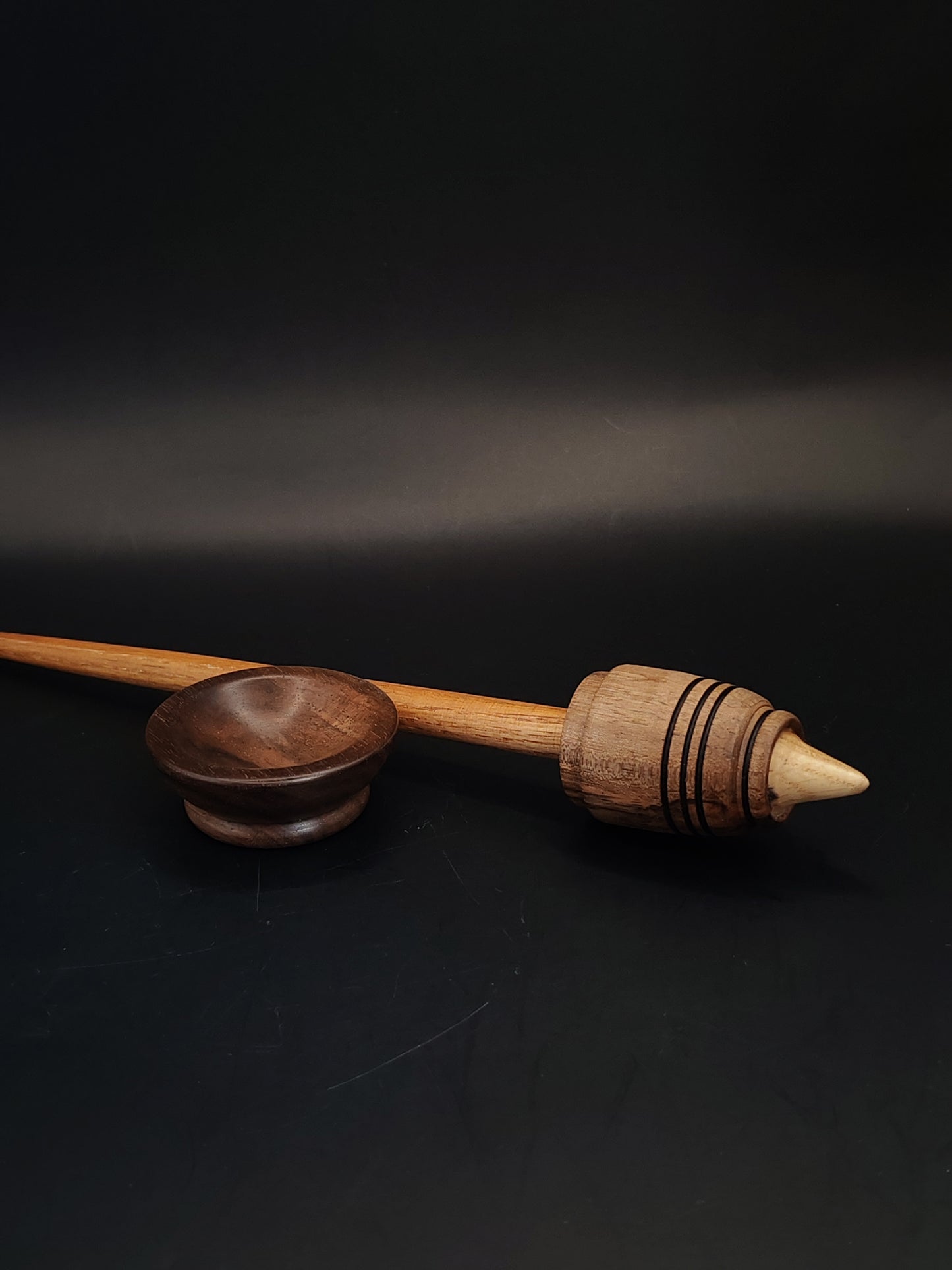 Support Spindle Set 26g Yarn Spinning Tool Chestnut Shaft Walnut Whorl Wooden Bowl