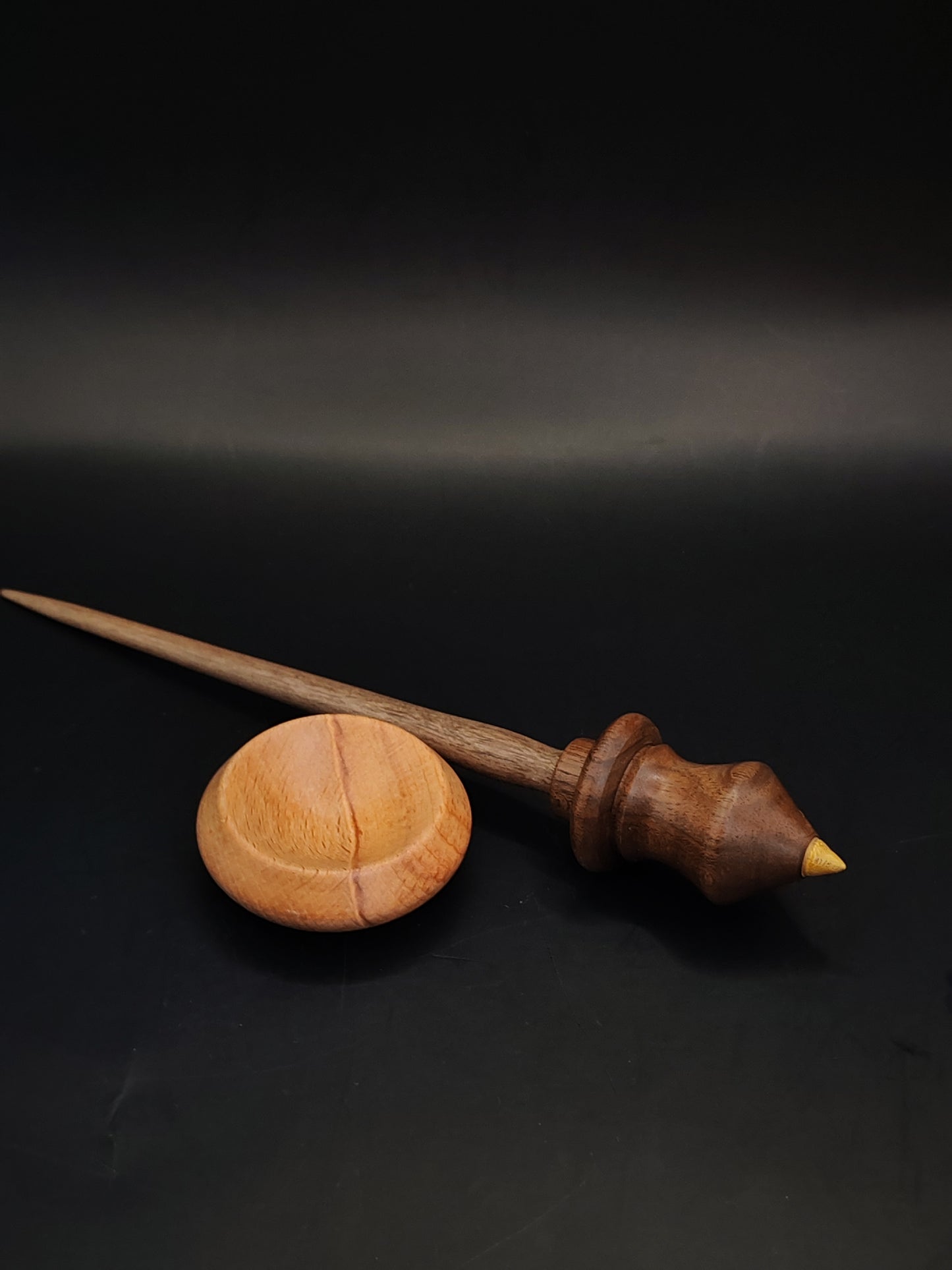 Support Spindle Set 18g Yarn Spinning Tool Walnut Spindle Mulberry Tip Beech Bowl