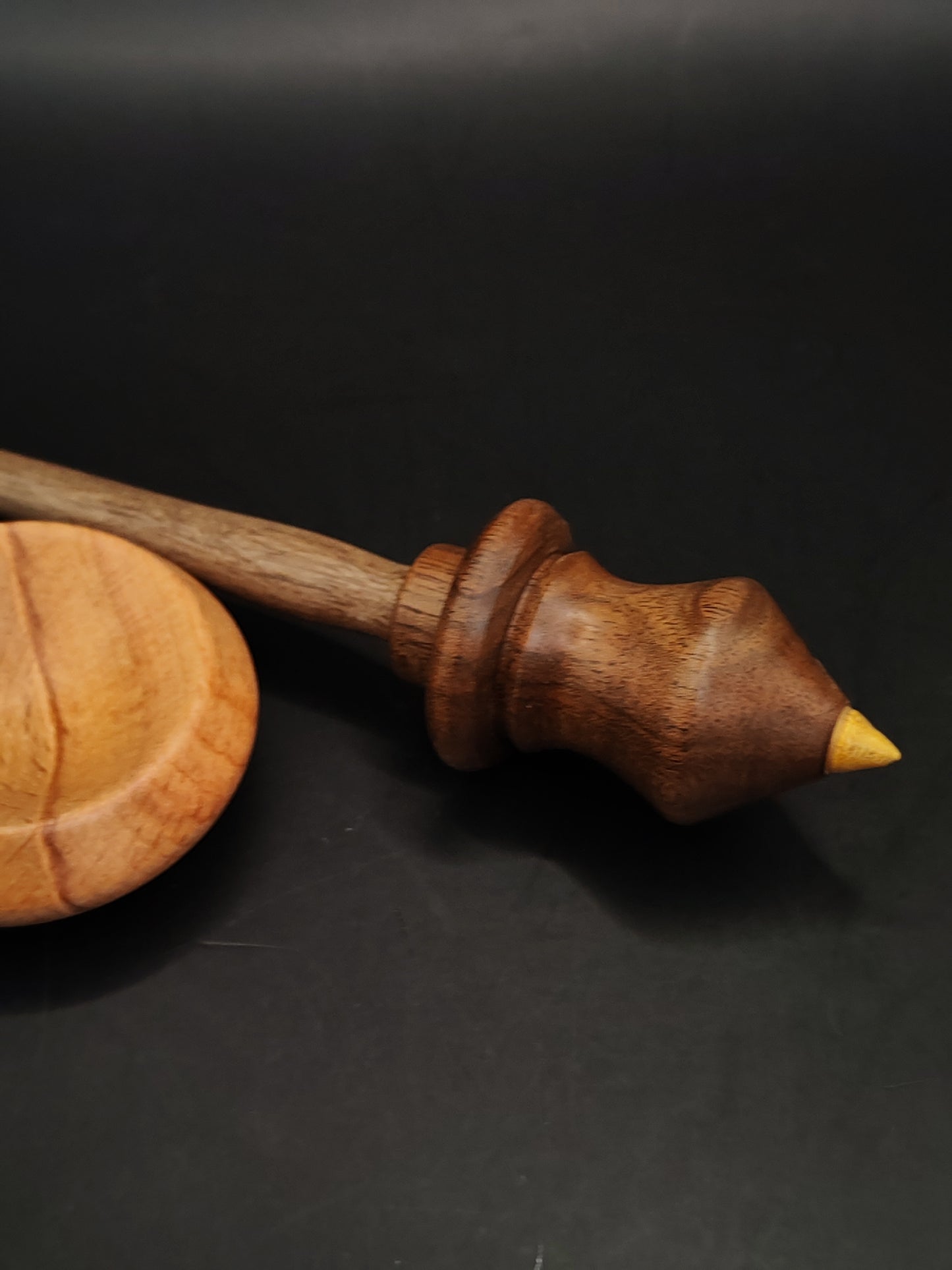Support Spindle Set 18g Yarn Spinning Tool Walnut Spindle Mulberry Tip Beech Bowl