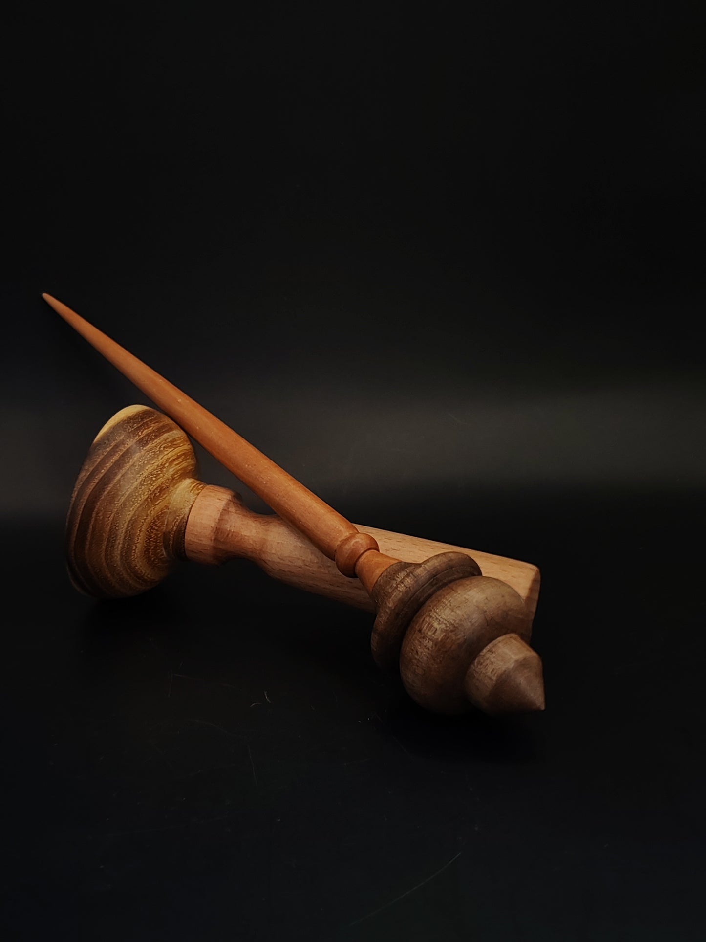 Support Spindle Set 28g Yarn Spinning Tool Plum Shaft Walnut Whorl Wooden Bowl