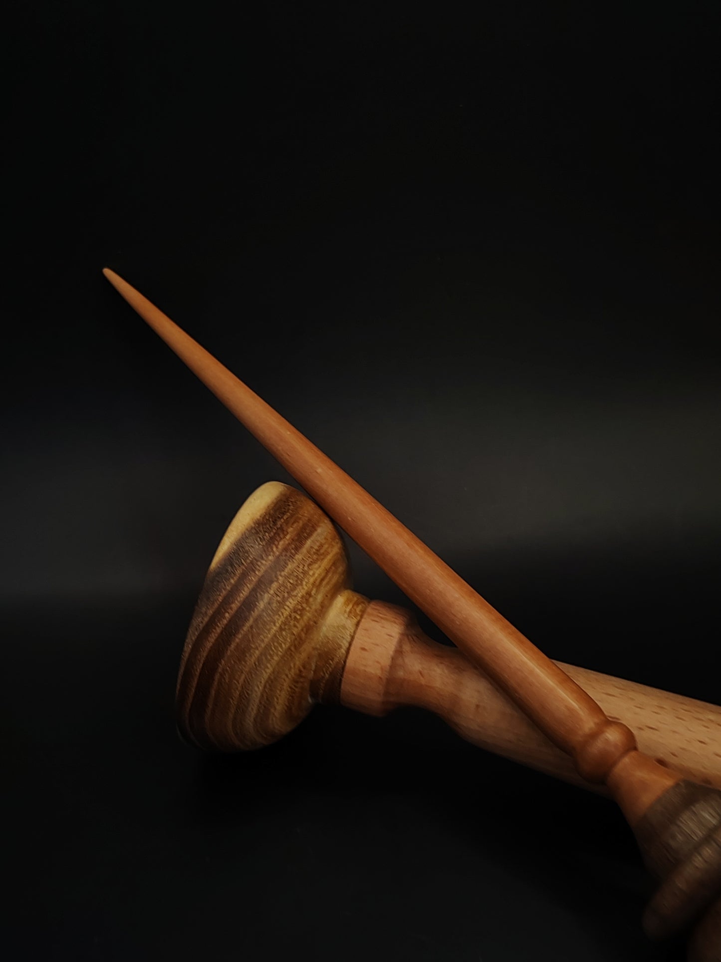 Support Spindle Set 28g Yarn Spinning Tool Plum Shaft Walnut Whorl Wooden Bowl