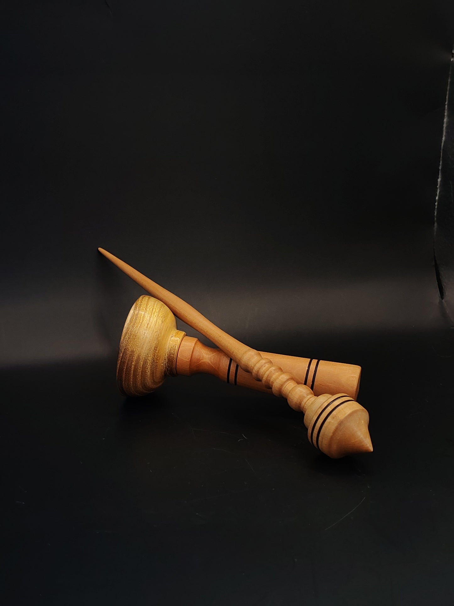 Support Spindle Set 19g Yarn Spinning Tool Sycamore Wood Pear Acacia Bowl