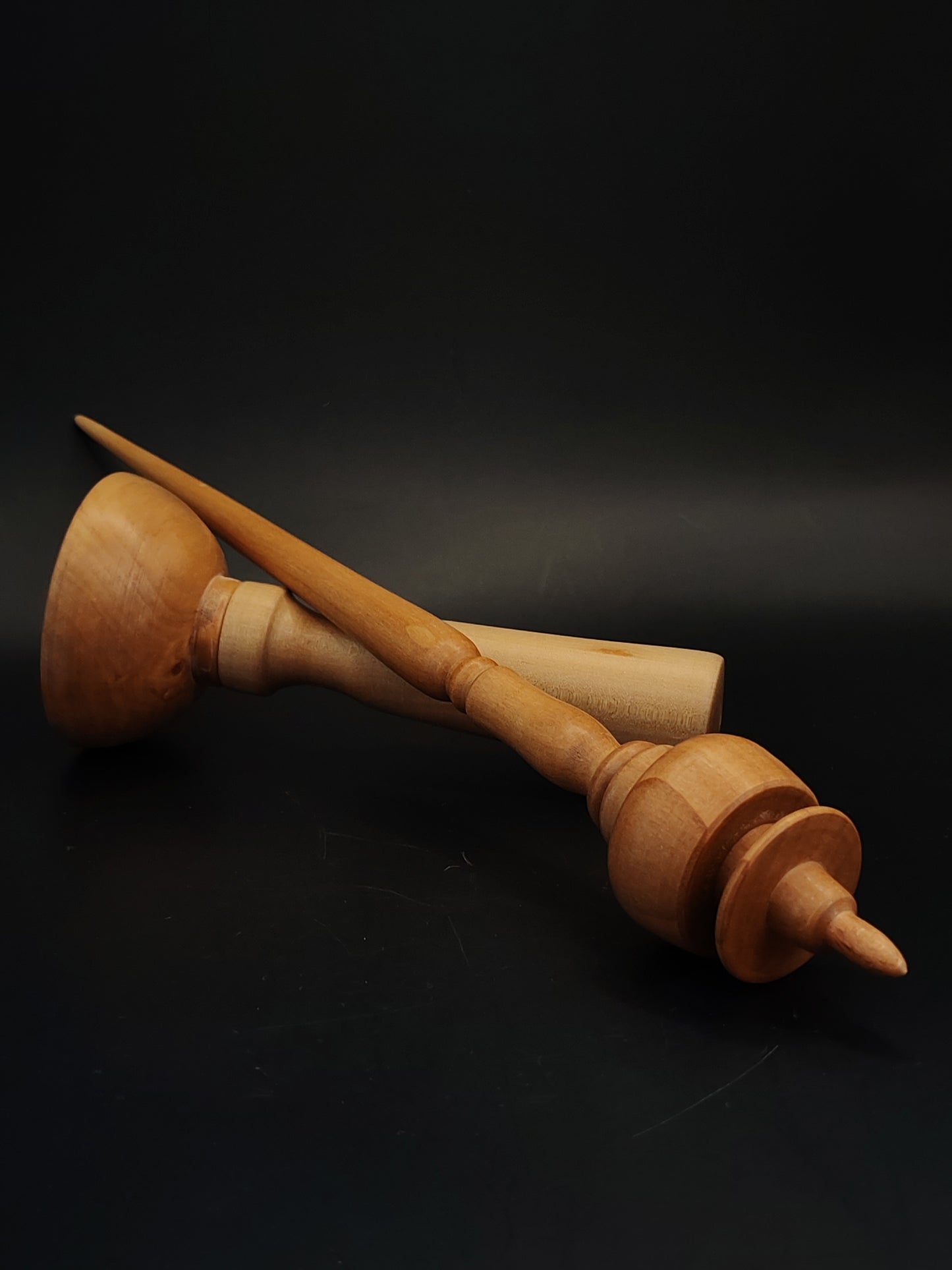 Support Spindle Set 29g Yarn Spinning Tool Pear Wood Spindle with Wooden Bowl