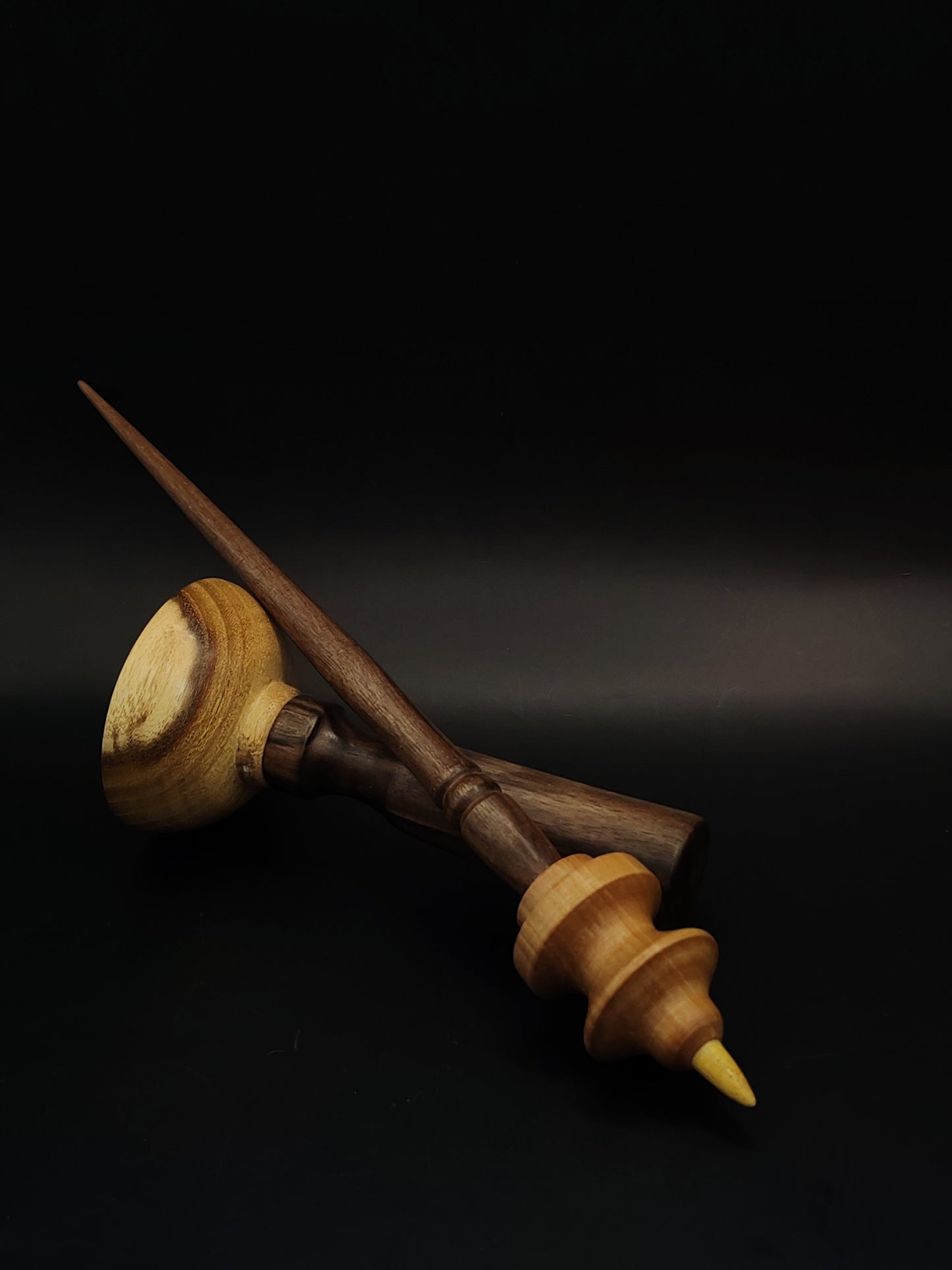 Support Spindle Set 21g Yarn Spinning Tool Walnut Shaft Pear Whorl Mulberry Tip