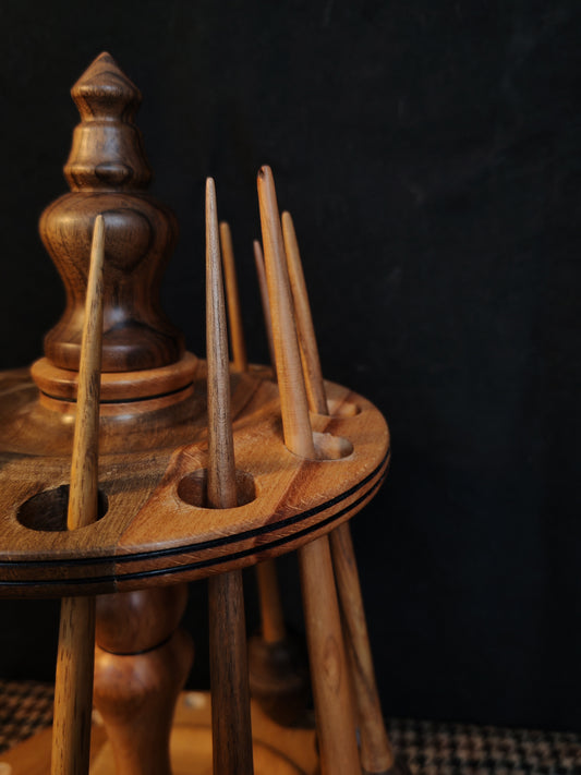 Spindle Stand Wooden Holder Fiber Spinning Organizer Multi Wood Handmade Storage