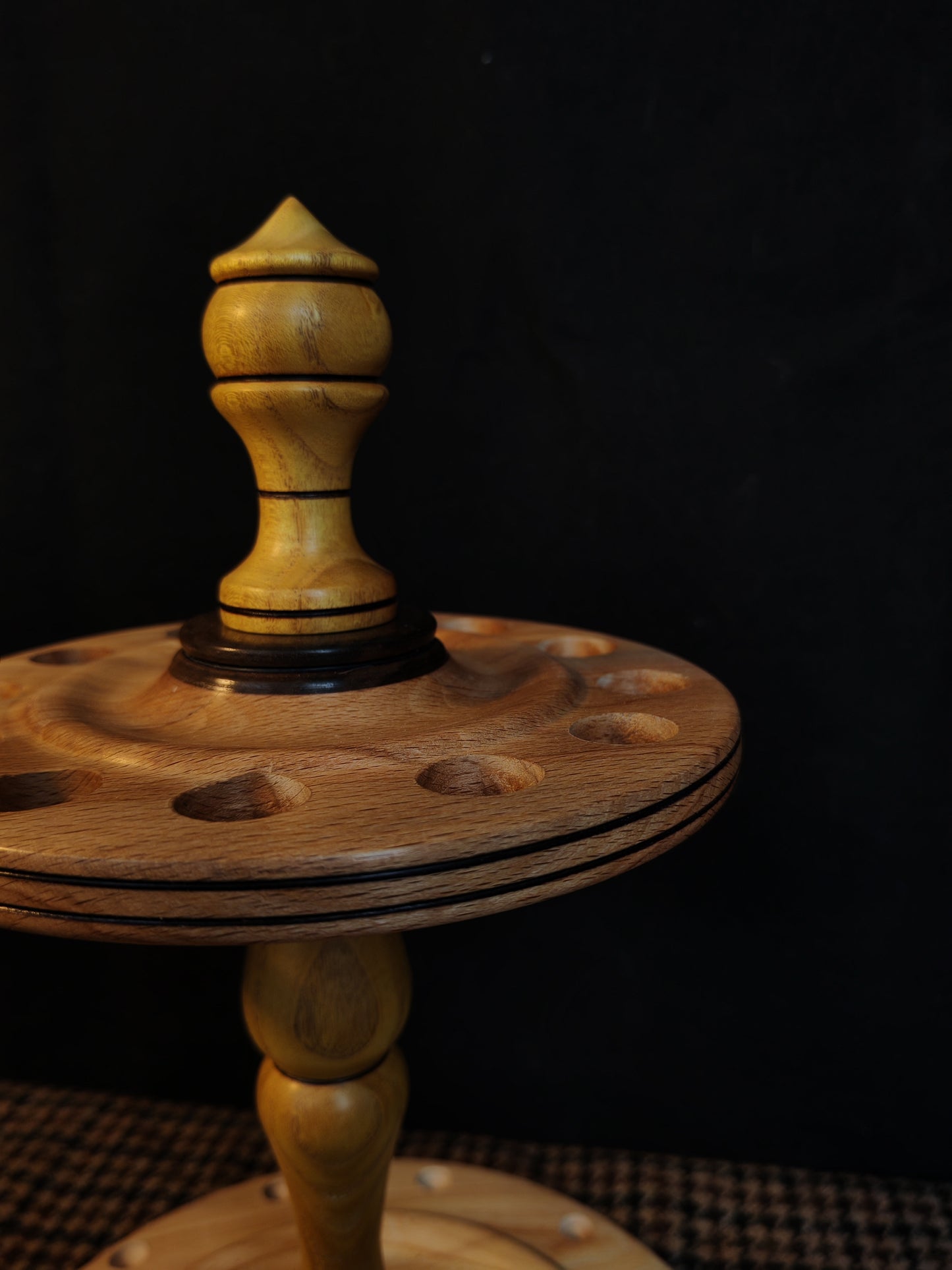 Spindle Stand Wooden Holder Fiber Spinning Organizer Multi Wood Handmade Storage