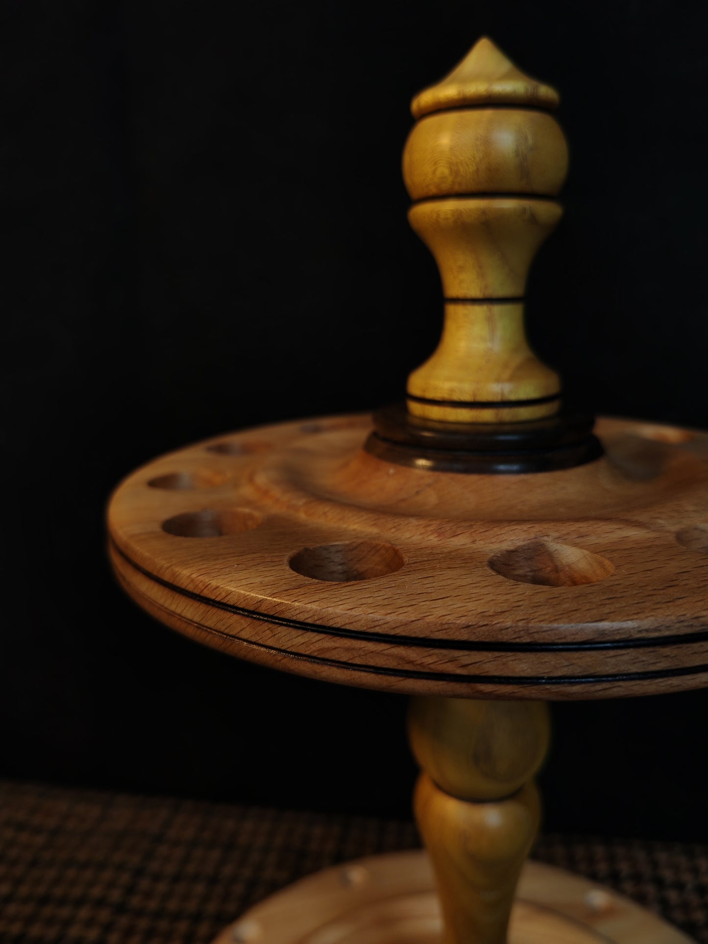 Spindle Stand Wooden Holder Fiber Spinning Organizer Multi Wood Handmade Storage