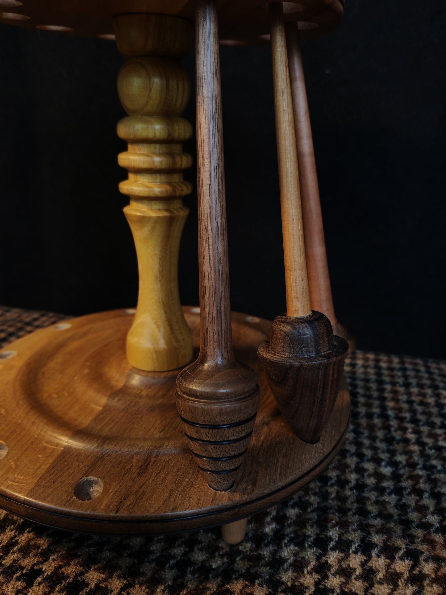 Spindle Stand 12 Spindles Wooden Holder Fiber Spinning Organizer Handmade Storage