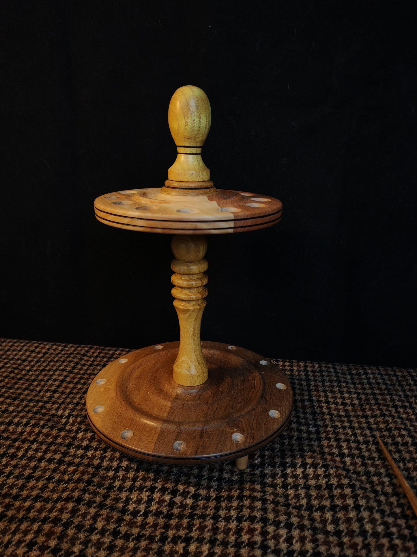 Spindle Stand 12 Spindles Wooden Holder Fiber Spinning Organizer Handmade Storage