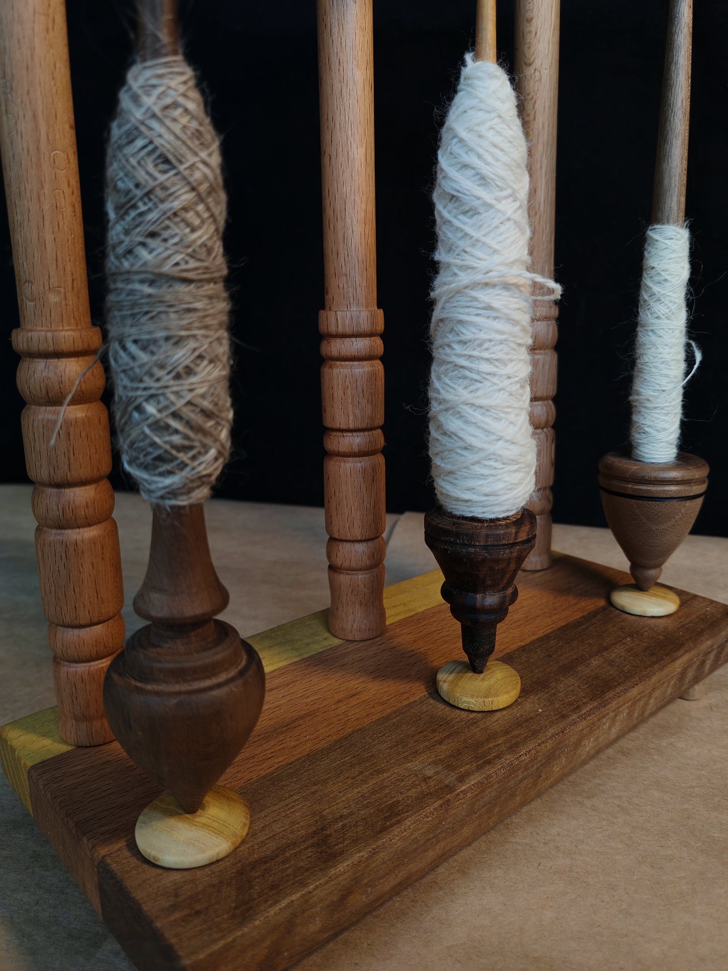 Lazy Anna Support Spindle Plying Tool Wooden Lazy Kate for 3 Ply Yarn