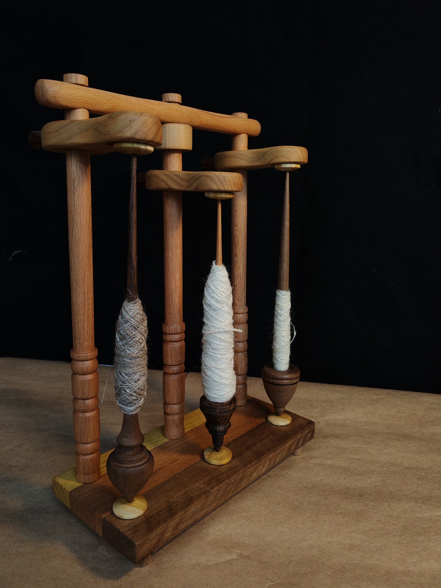 Lazy Anna Support Spindle Plying Tool Wooden Lazy Kate for 3 Ply Yarn
