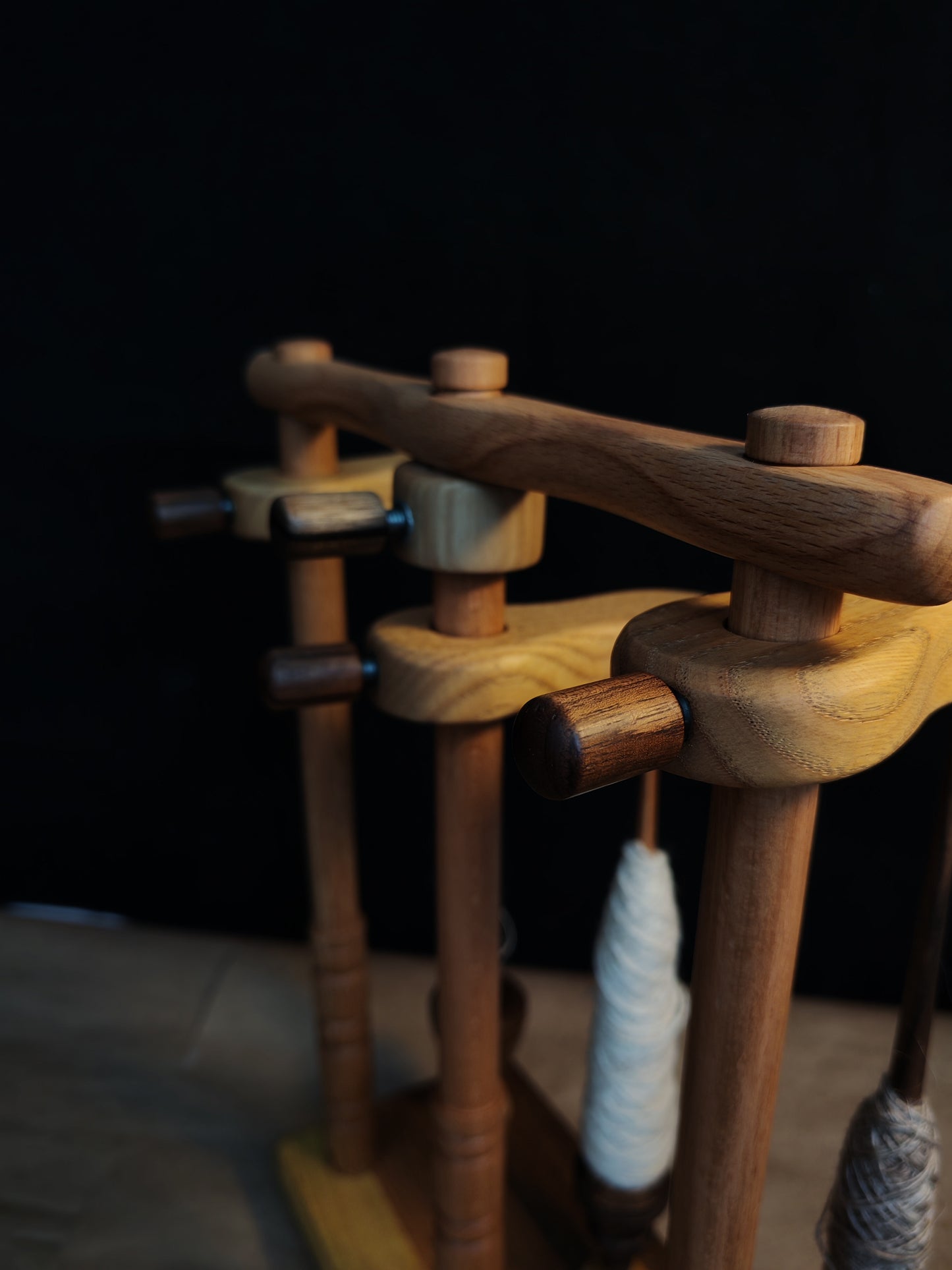 Lazy Anna Support Spindle Plying Tool Wooden Lazy Kate for 3 Ply Yarn