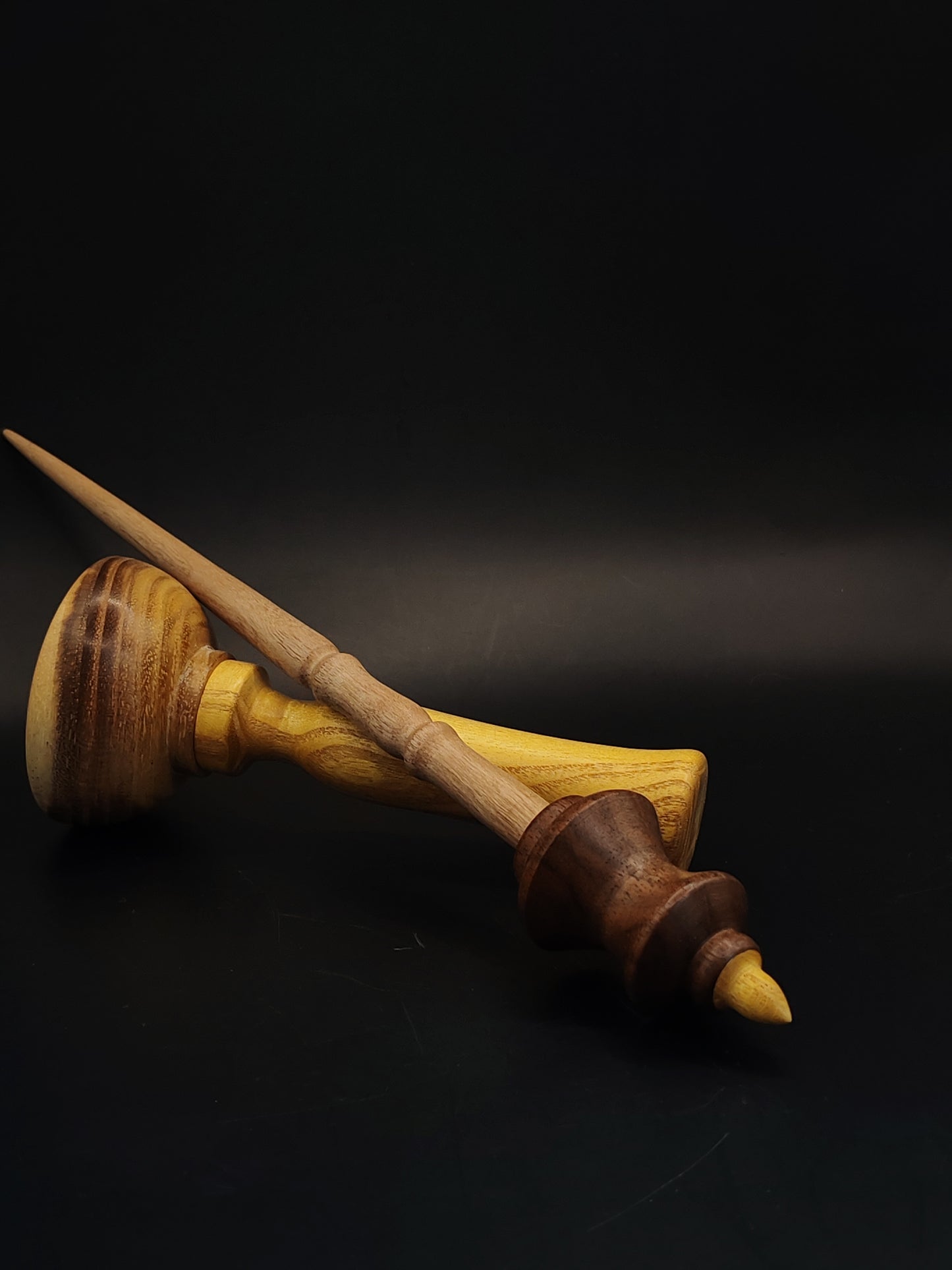 Support Spindle Set 24g Yarn Spinning Tool Grey Walnut Shaft Dark Walnut Whorl Mulberry Tip