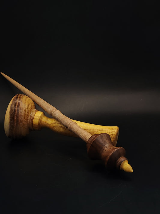 Support Spindle Set 24g Yarn Spinning Tool Grey Walnut Shaft Dark Walnut Whorl Mulberry Tip