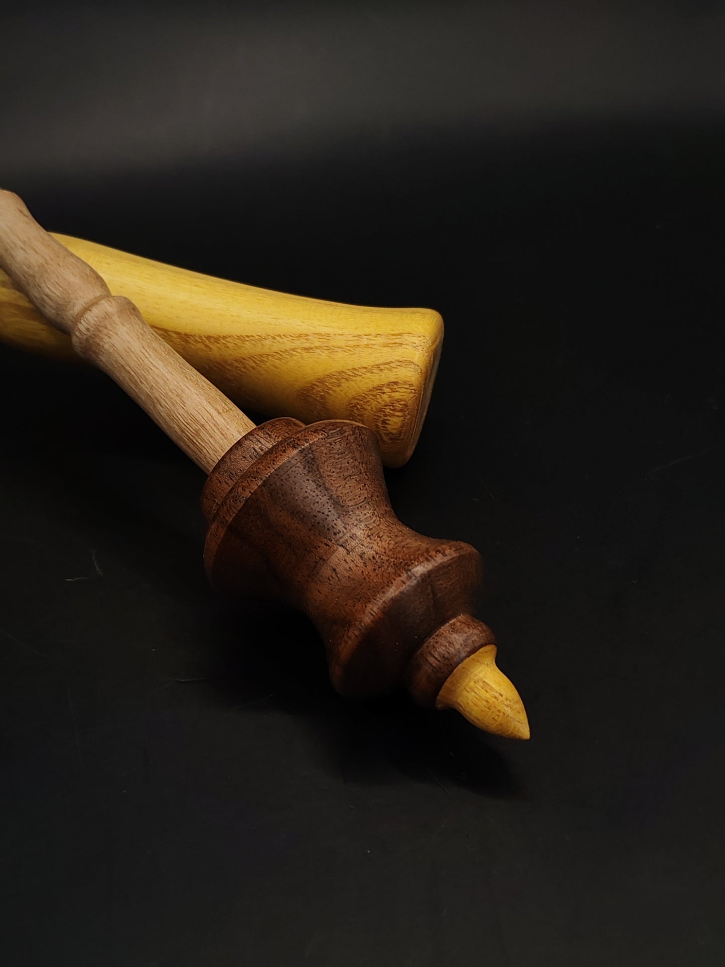 Support Spindle Set 24g Yarn Spinning Tool Grey Walnut Shaft Dark Walnut Whorl Mulberry Tip