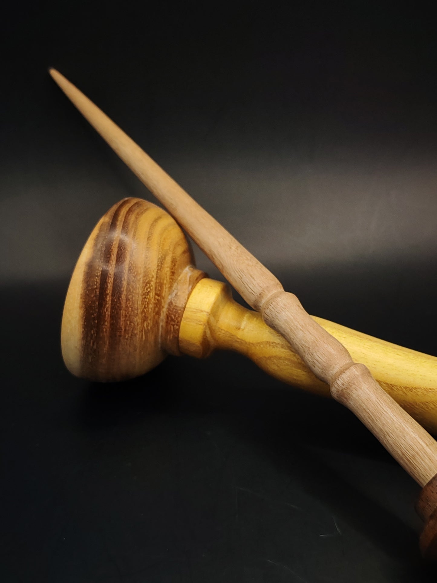 Support Spindle Set 24g Yarn Spinning Tool Grey Walnut Shaft Dark Walnut Whorl Mulberry Tip