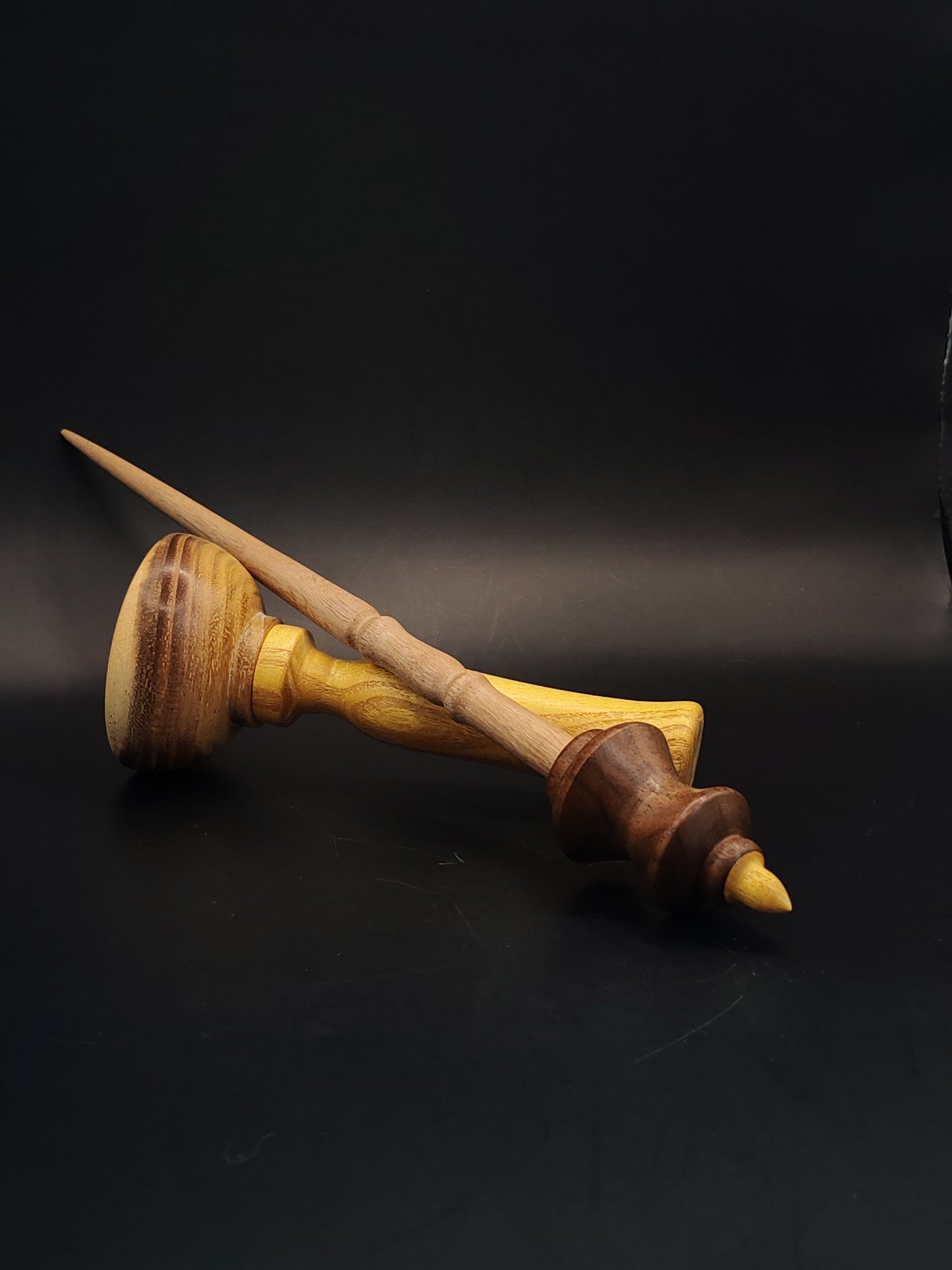 Support Spindle Set 24g Yarn Spinning Tool Grey Walnut Shaft Dark Walnut Whorl Mulberry Tip