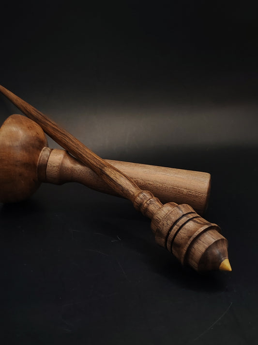 Support Spindle Set 20g Yarn Spinning Tool Walnut Spindle Mulberry Tip Walnut Bowl