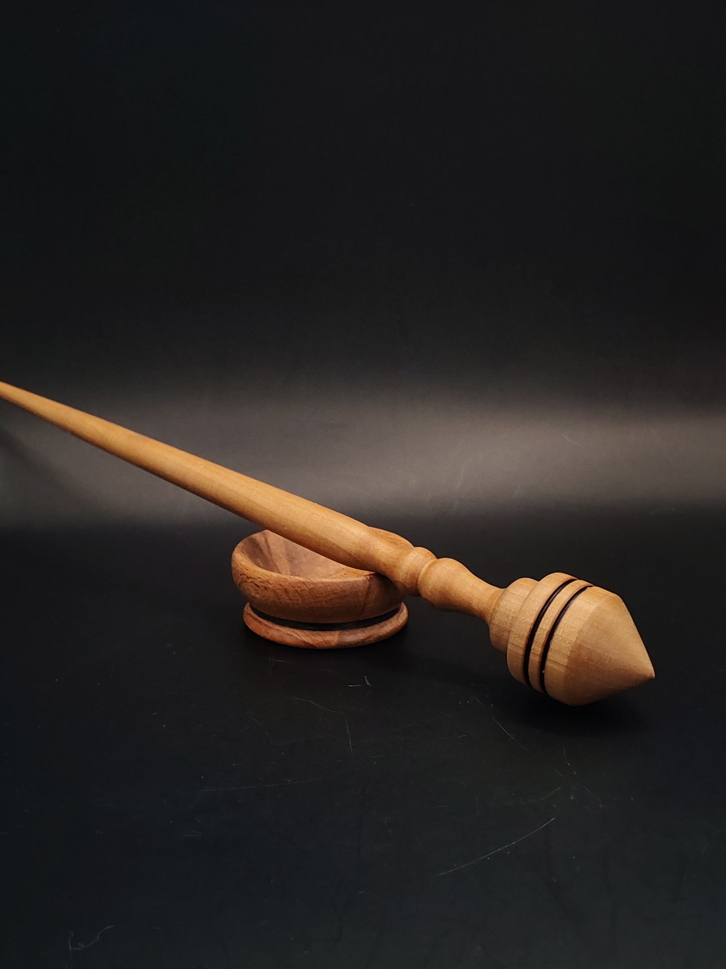 Support Spindle Set 25g Yarn Spinning Tool Pear Wood Spindle with Beech Bowl