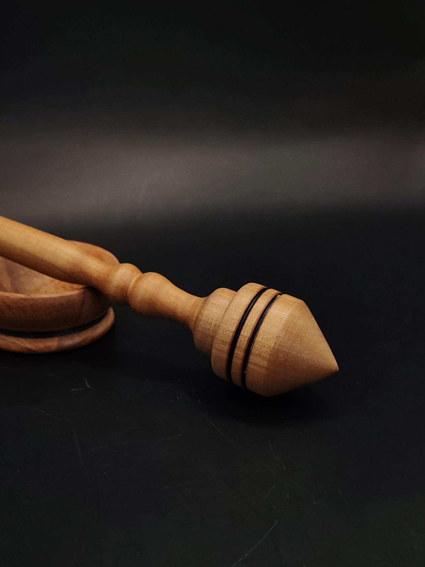 Support Spindle Set 25g Yarn Spinning Tool Pear Wood Spindle with Beech Bowl