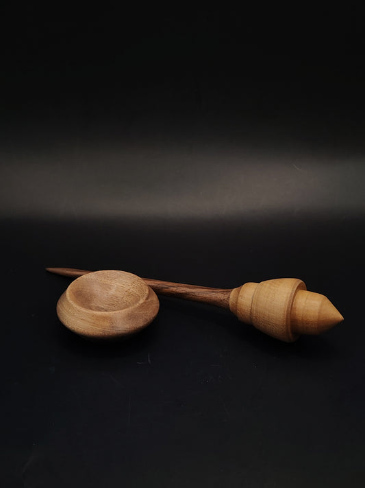 Mini Support Spindle Set 14g Yarn Spinning Tool Wooden Spindle Walnut Bowl