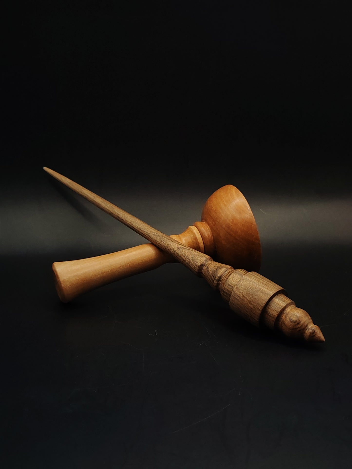 Support Spindle Set 23g Walnut Yarn Spinning Tool with Pear Lap Support Bowl