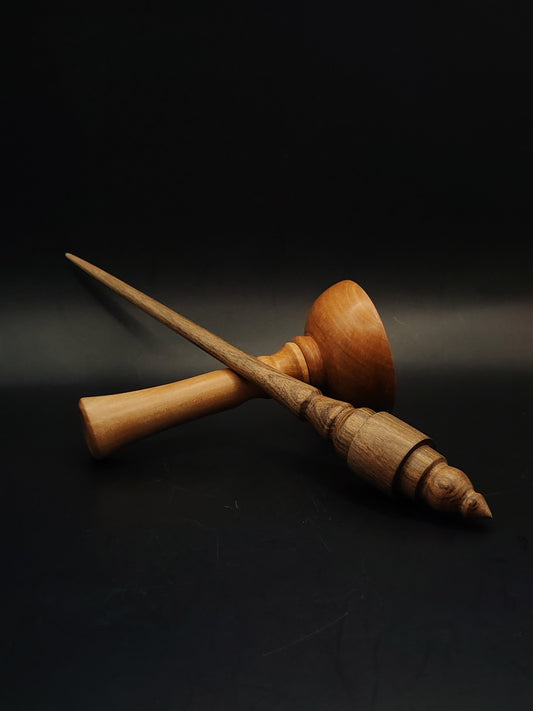 Support Spindle Set 23g Walnut Yarn Spinning Tool with Pear Lap Support Bowl