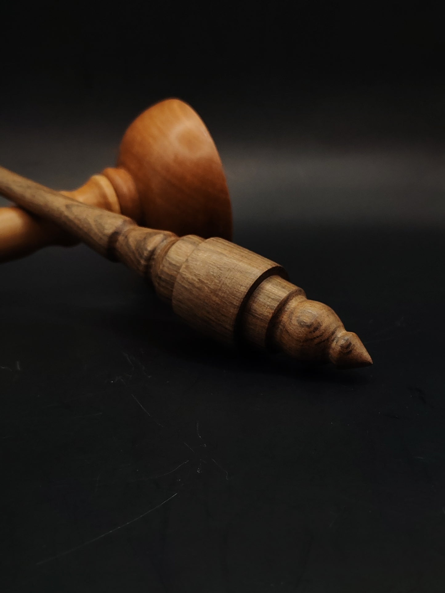 Support Spindle Set 23g Walnut Yarn Spinning Tool with Pear Lap Support Bowl