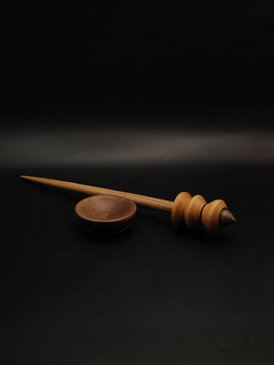 Support Spindle Set 23g Yarn Spinning Tool Chestnut Shaft Pear Whorl Walnut Tip