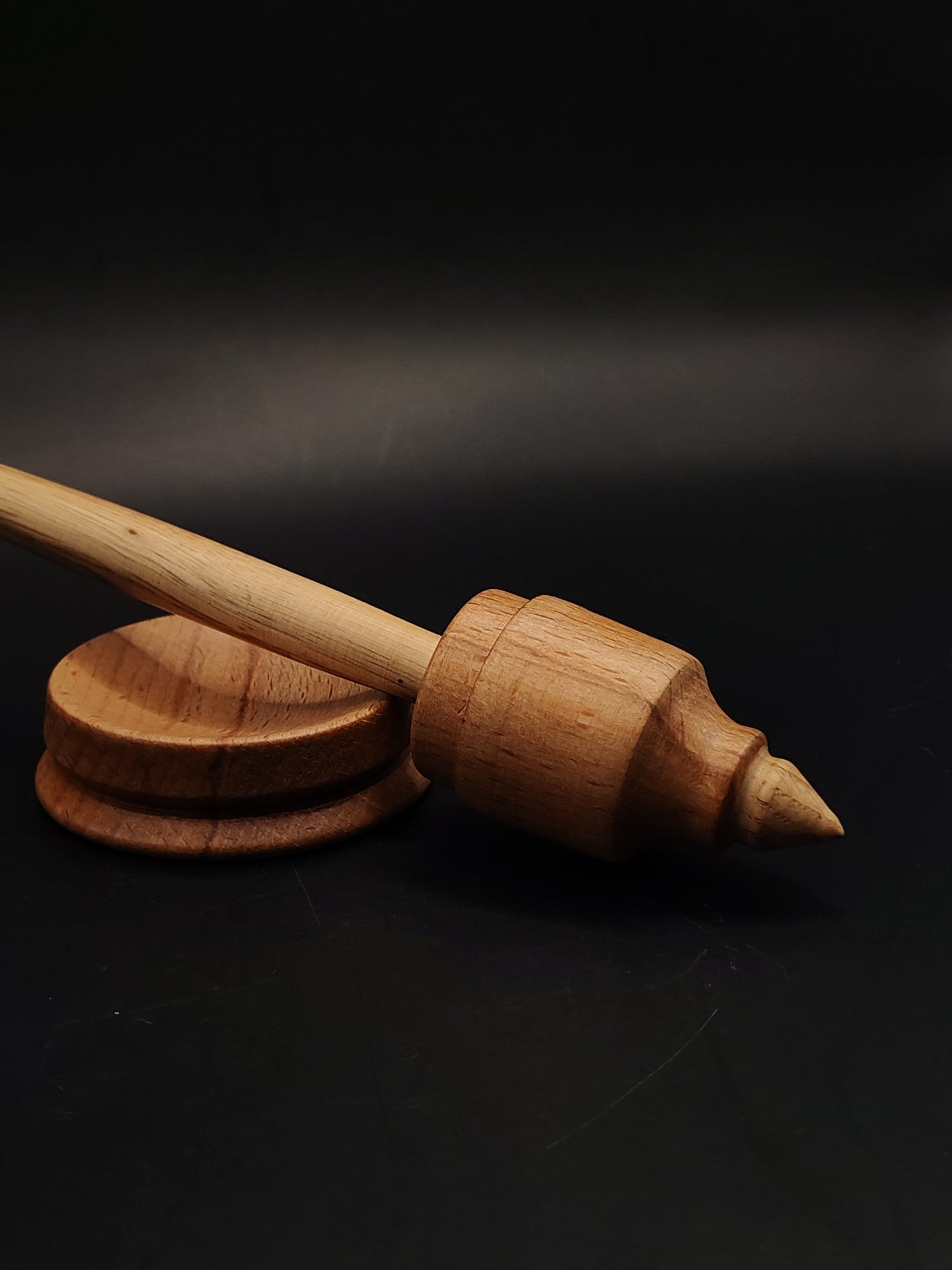 Support Spindle Set 24g Yarn Spinning Tool Chestnut Shaft Beech Whorl Beech Bowl
