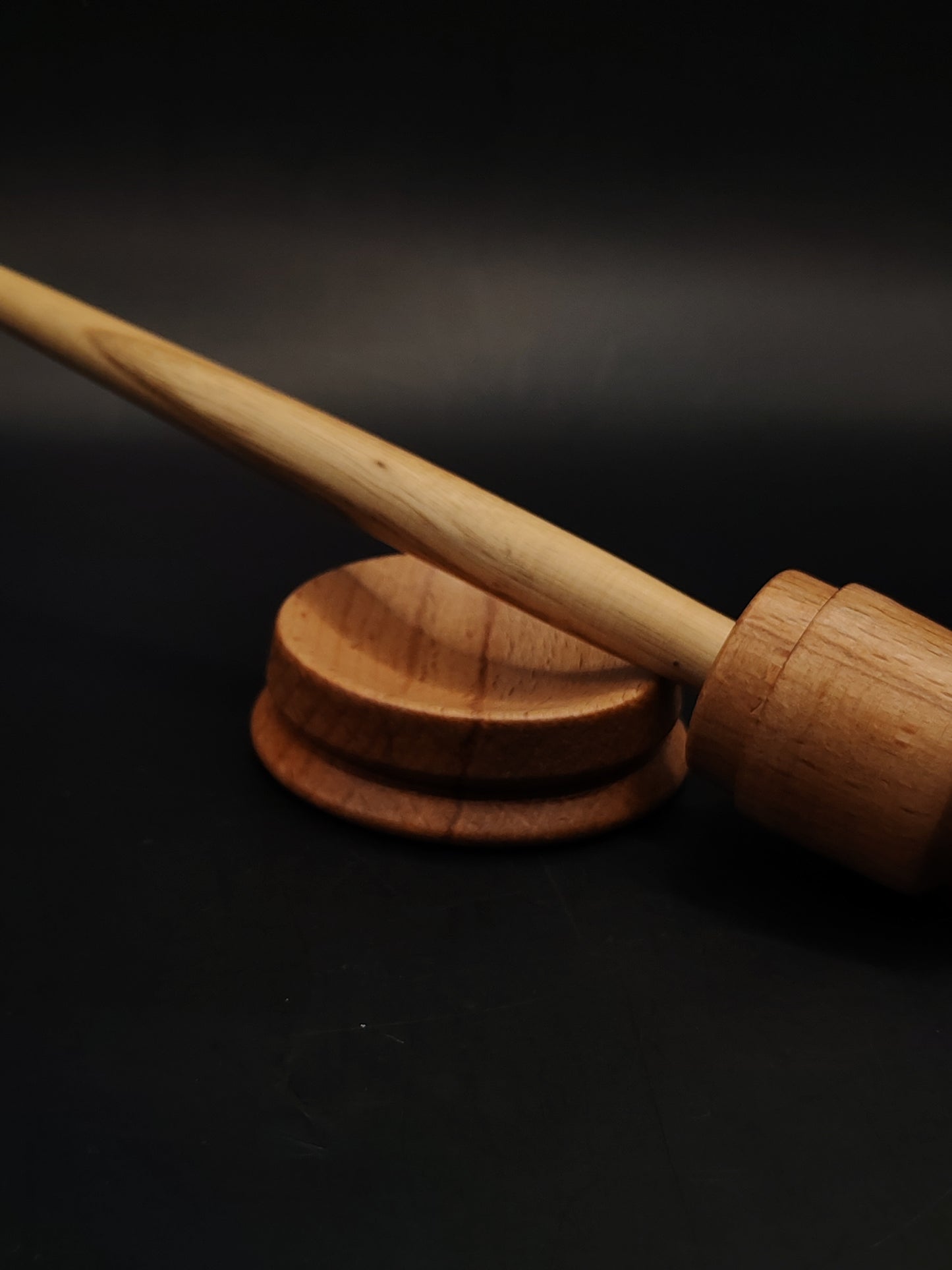 Support Spindle Set 24g Yarn Spinning Tool Chestnut Shaft Beech Whorl Beech Bowl
