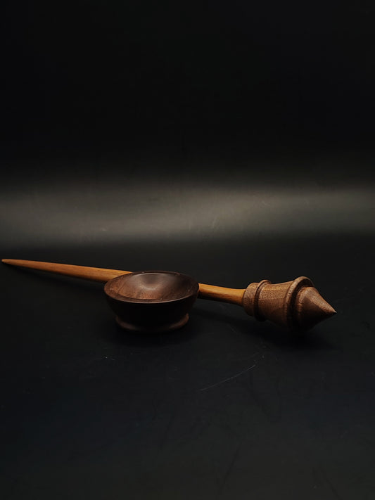 Support Spindle Set 18g Yarn Spinning Tool Oak Shaft Walnut Whorl Walnut Bowl