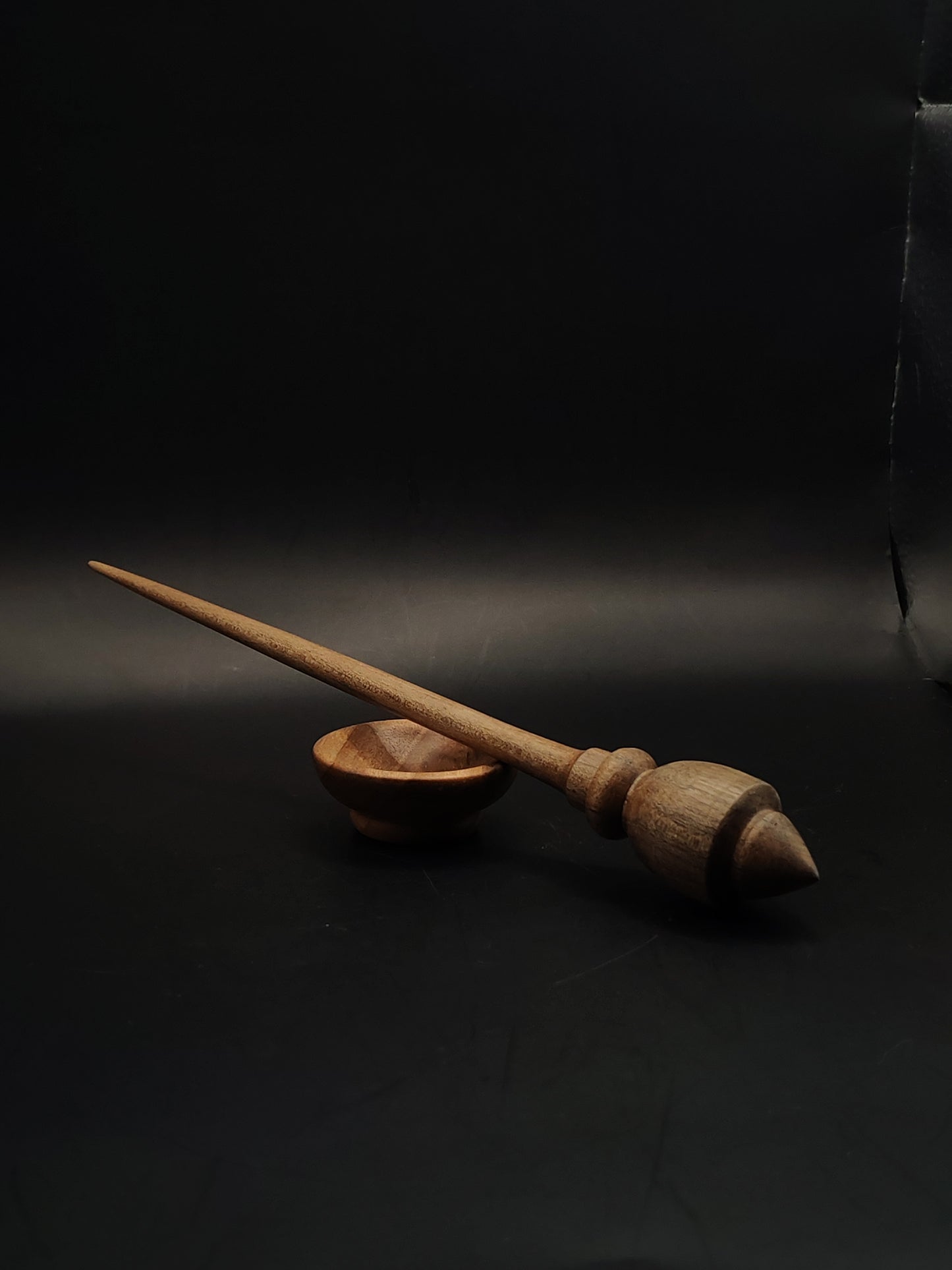 Support Spindle Set 21g Yarn Spinning Tool Walnut Wood Spindle with Walnut Bowl